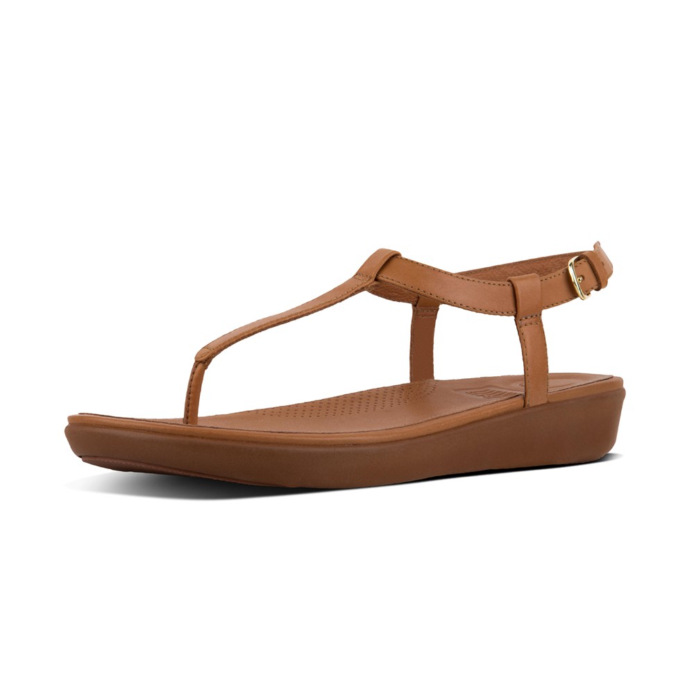 Fitflop Womens Sandals Brown - Tia Leather - 87NTWGFEQ